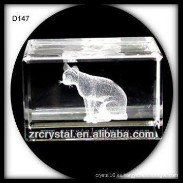 Grabado láser 3D Cat Inside Crystal cube